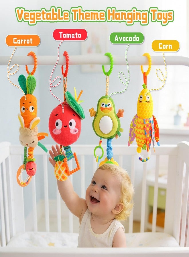 YELUFT Baby Hanging Rattle Toys, 4pcs Car Seat Stroller Toys Crib Plush Toy for Baby Newborn Infant Car Travel Activity with Teether for Boys Girls, Tummy Time for Babies 0 3 6 9 12 Months - Image 3